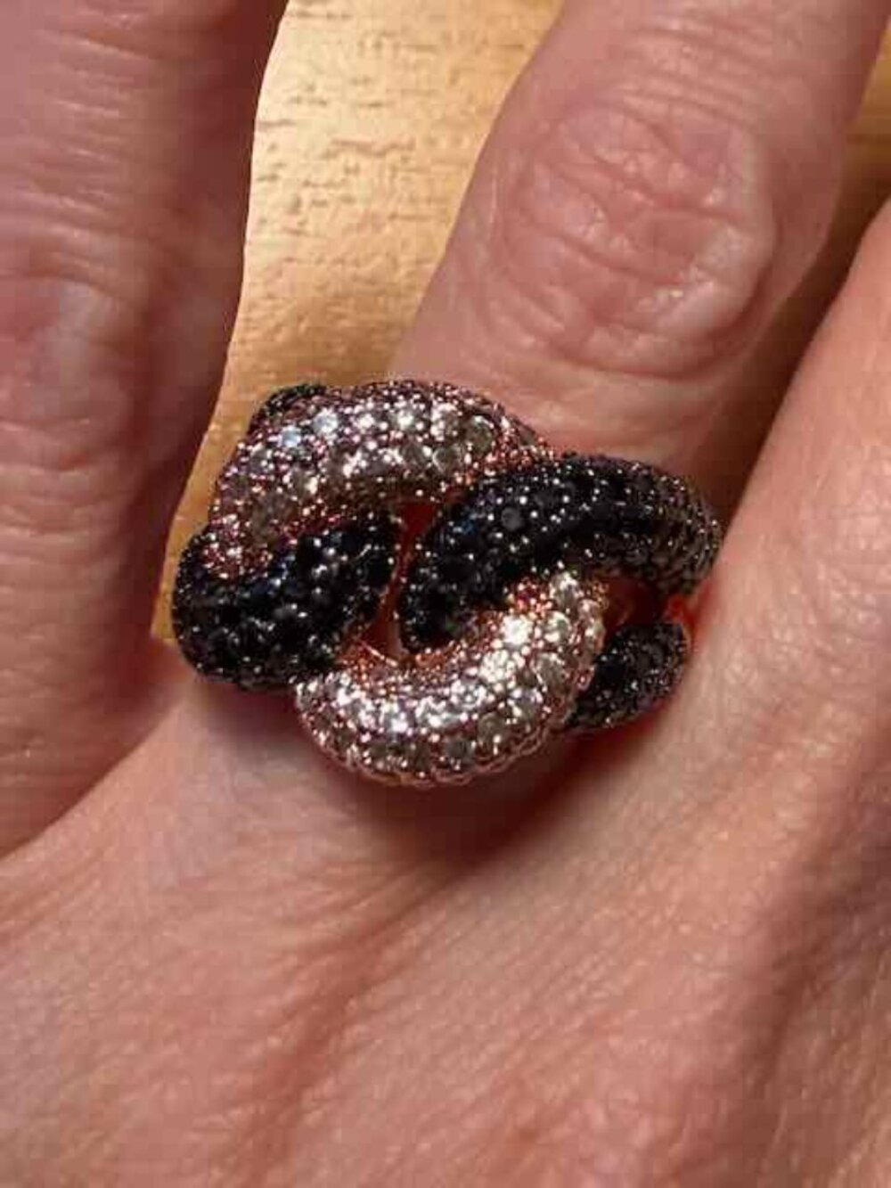Knot For The Faint Statement Ring | Size 5 | Black Onyx & Diamond CZ | Rose Gold